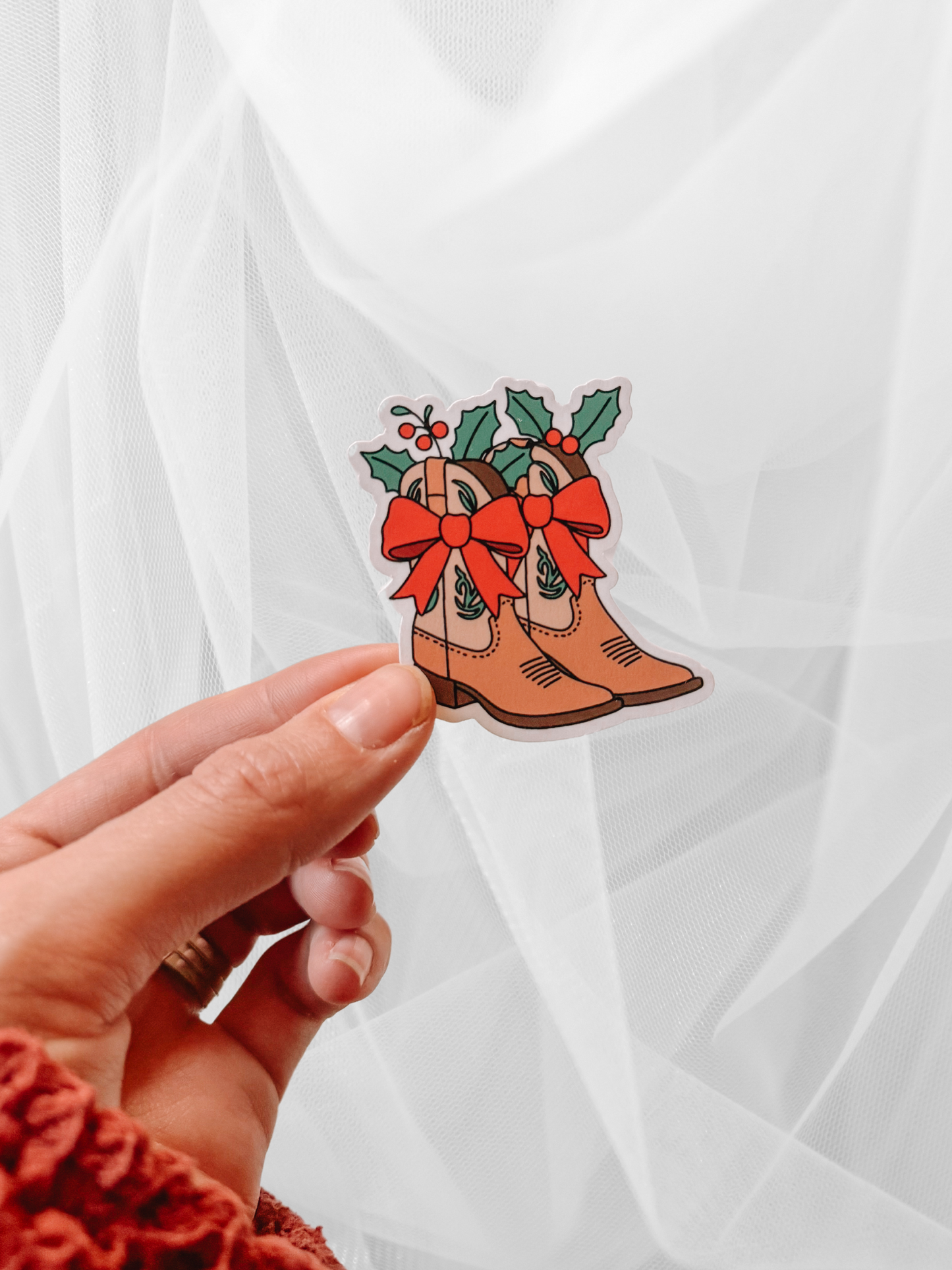 Christmas Cowboy Boots Sticker