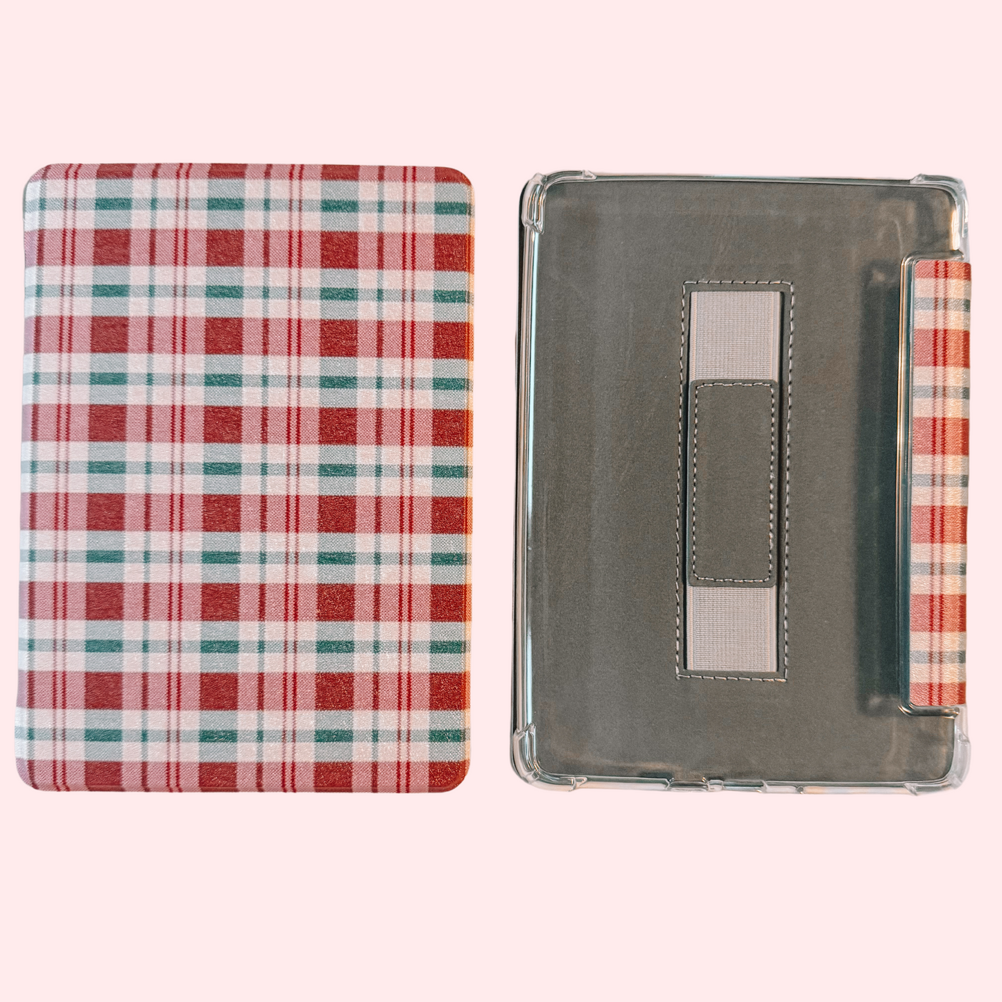 Holiday Plaid Clear Back Kindle Case