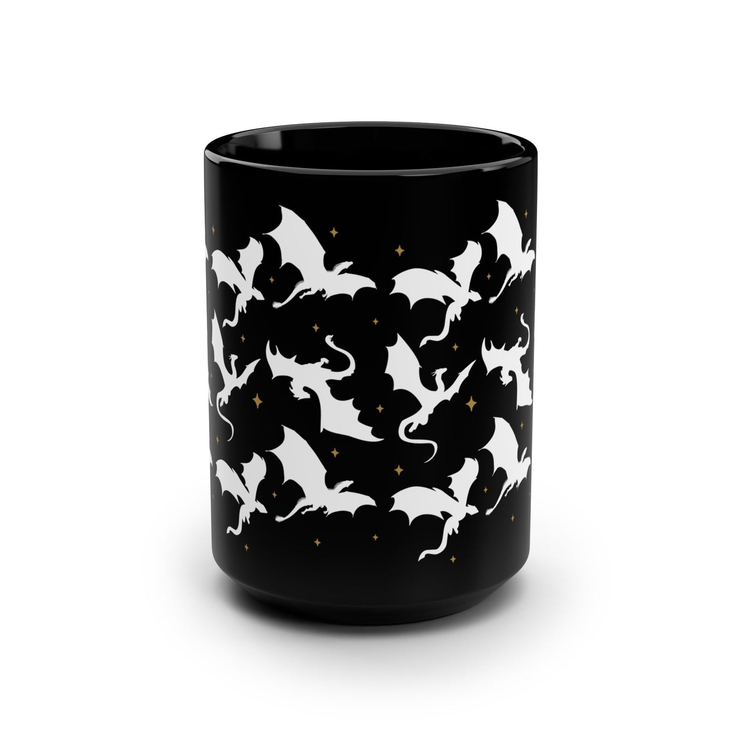 Dragon Fantasy 15oz Black Mug, Coffee Cup, Tea Mug, Novelty Gift, Dungeons and Dragons Mug, Gift for Fantasy Lovers
