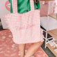 Pink Gingham Book Lover Bag