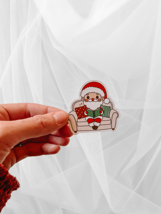 Reading Santa Claus Sticker