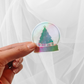 Bookish Christmas Snow Globe Holographic Sticker