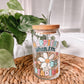 Happiest When I’m Reading UV DTF 16oz Libbey Glass Can Iced Coffee Cup With Bamboo Lid And Glass Straw