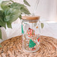 Retro Christmas Disco Ball Christmas Tree UV DTF 16oz Libbey Glass Can Iced Coffee Cup With Bamboo Lid And Glass Straw
