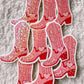 Valentine’s Day Pink Cowgirl Boot Holographic Sticker