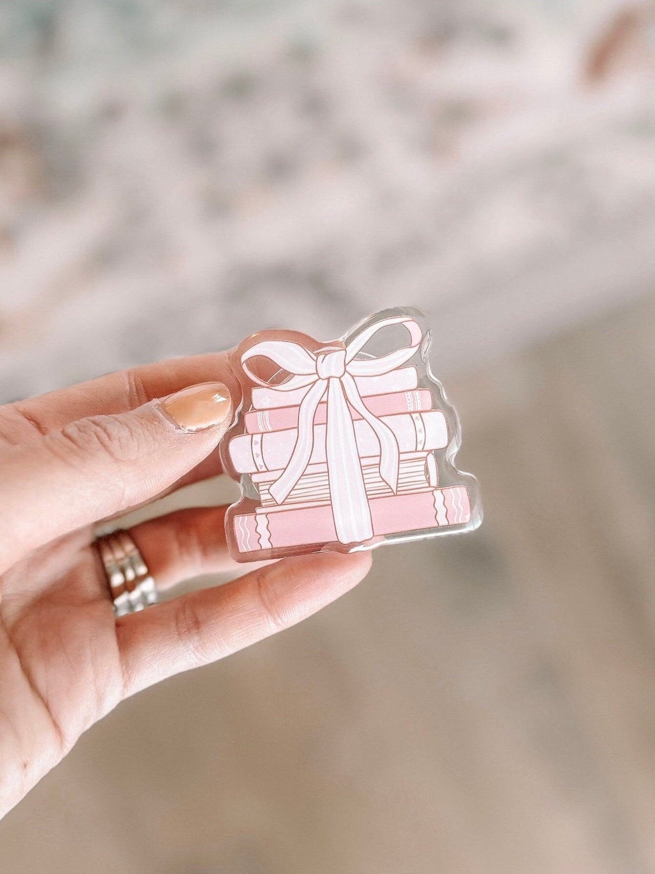 Coquette Bow Book Stack MagSafe Kindle Grip, Phone Grip, Kindle Accessory, Phone Accessory